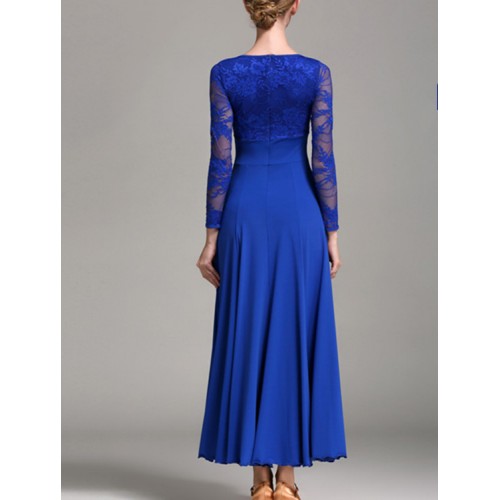 Royal blue ballroom dancing dresses for women  practice waltz dance dress